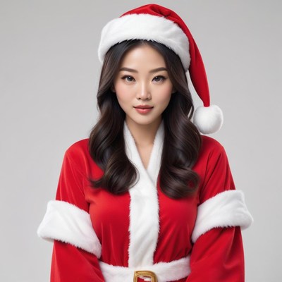 Elegant woman in christmas attire