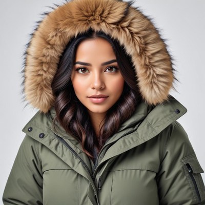 Young woman in warm winter coat