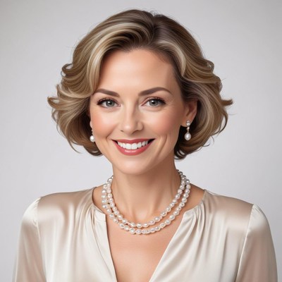 Elegant woman with pearl jewelry