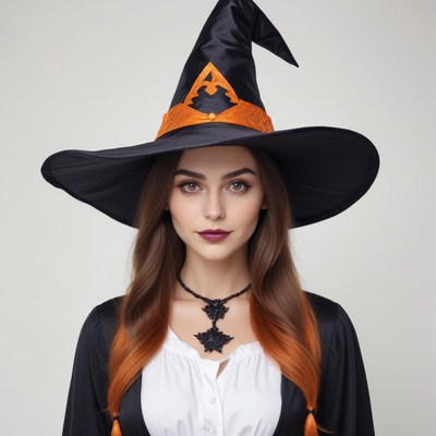 Witch costume with hat and necklace