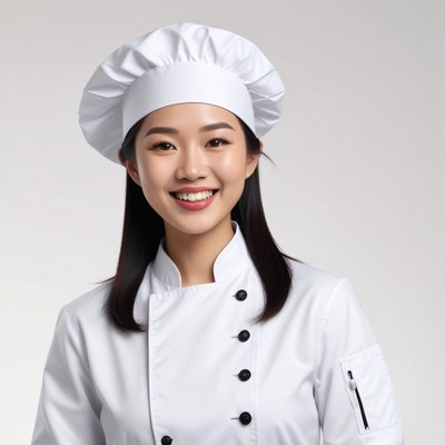 Young chef smiling in white uniform