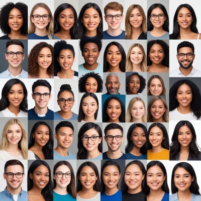 Diverse faces in close-up