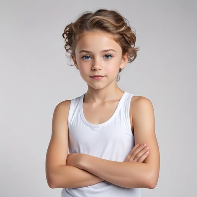 Confident child posing in studio