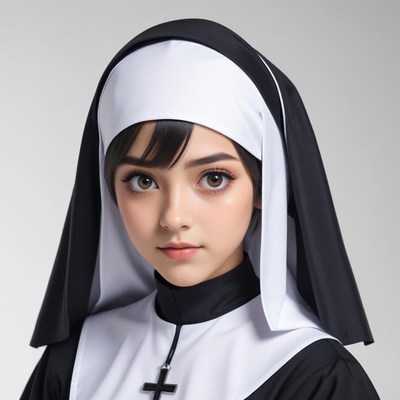 Nun costume with detailed features