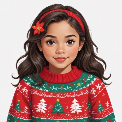 Young girl in festive sweater portrait