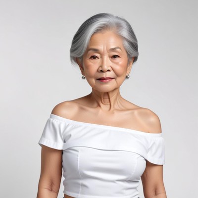Elegant senior woman in studio