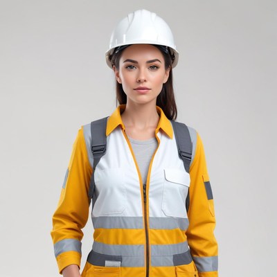 Confident woman in safety gear