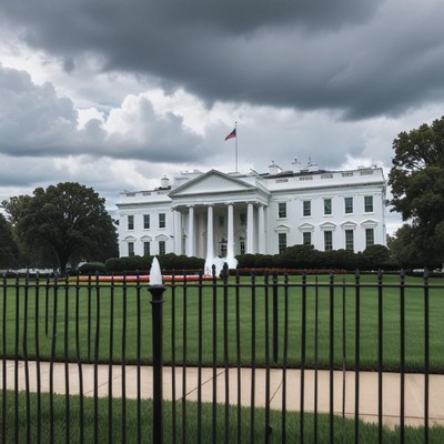 White house under cloudy skies