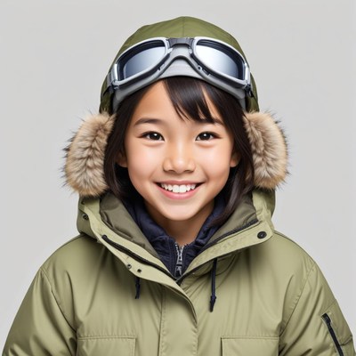 Smiling child in winter gear outdoors