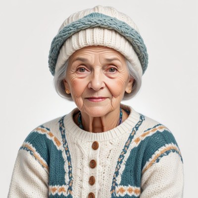 Elderly woman in cozy sweater