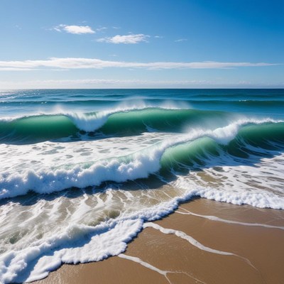 Waves crashing on sandy beach