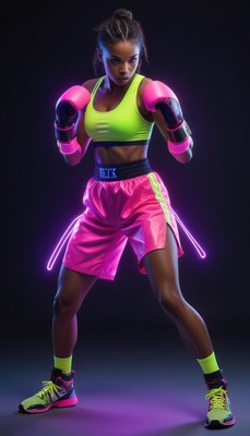 Brightly dressed boxer in action