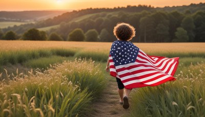Child running with flag