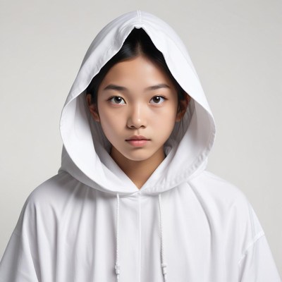 Young person in white hoodie