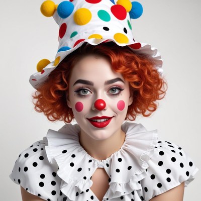 Cheerful clown in colorful attire