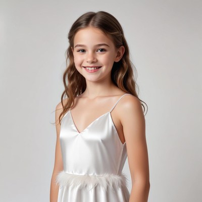 Young girl in elegant white dress