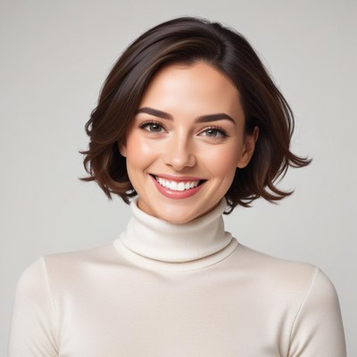 Cheerful woman with short hair
