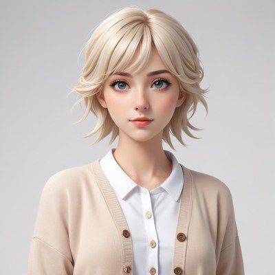 Young woman with short blonde hair
