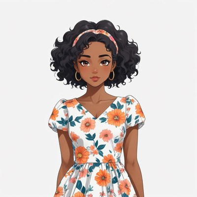 Young woman in floral dress