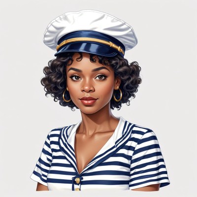 Stylish woman in sailor outfit