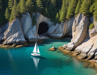 Sailing in a tranquil cove