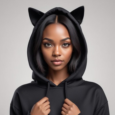 Woman with cat ears hoodie