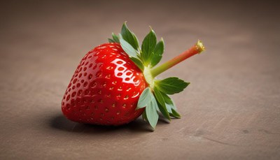 Fresh red strawberry on wooden surface