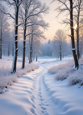 Winter serenity in a snowy landscape