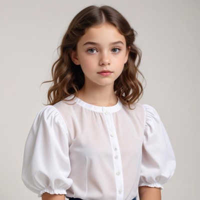 Young girl with stylish blouse