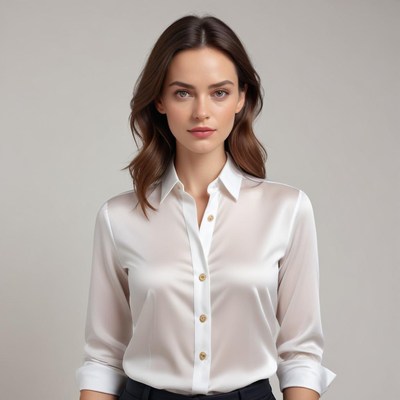 Elegant model in white blouse