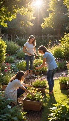 Gardening in the afternoon sun