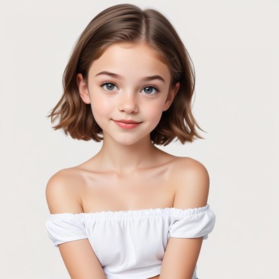 Young girl with short hair smiling