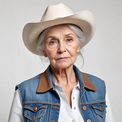Elderly woman in cowboy attire