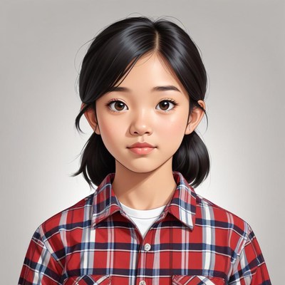 Young girl in plaid shirt