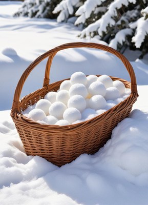 Snowballs in a wicker basket