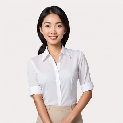 Smiling woman in white shirt portrait
