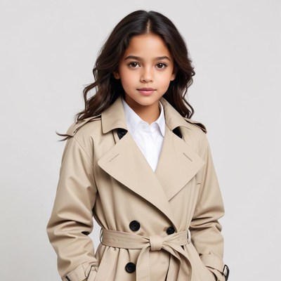 Stylish young girl in trench coat