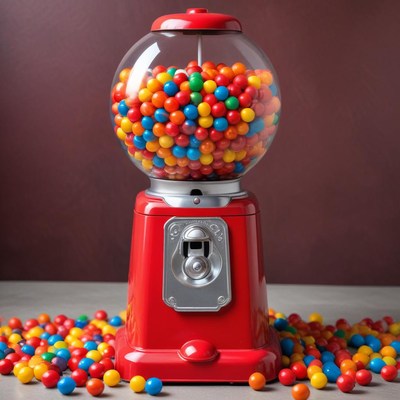 Colorful candy gumball machine fun