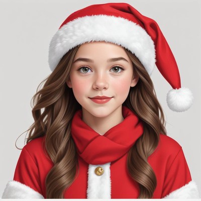 Festive girl in santa hat