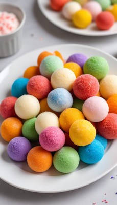 Colorful candy balls on a plate