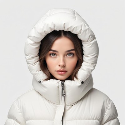 Woman in white puffy jacket