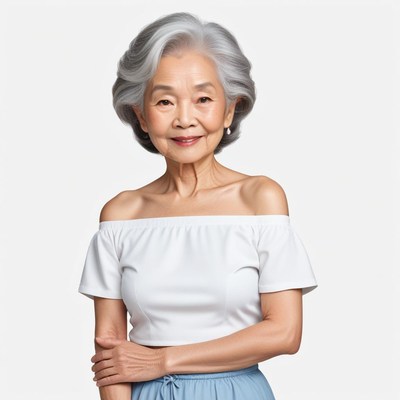 Elderly woman with silver hair