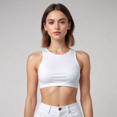 Model in stylish crop top
