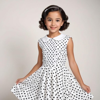 Charming girl in polka dot dress