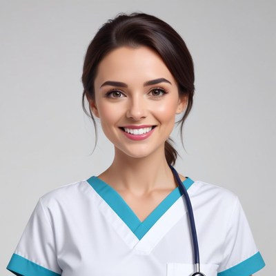 Smiling nurse with stethoscope in uniform