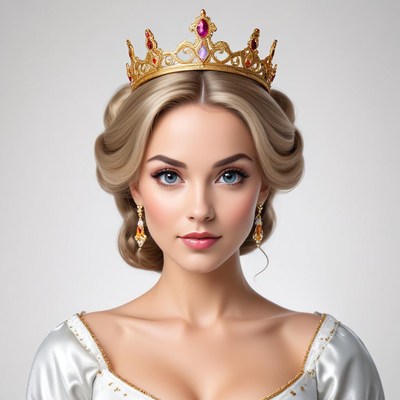 Elegant queen with golden crown