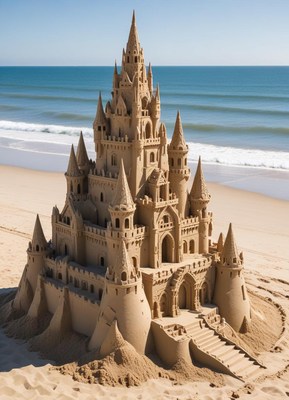 Stunning sand castle on beach