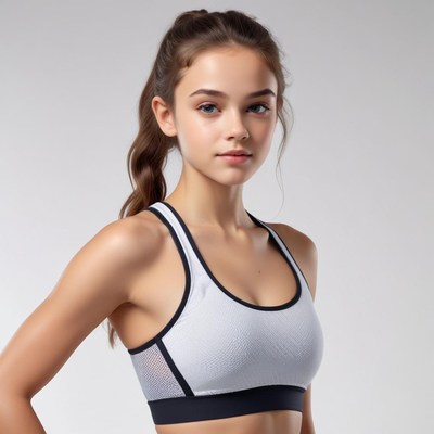 Active wear model posing confidently