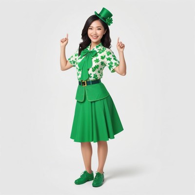 Festive green outfit for celebration