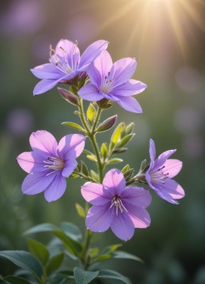 Purple flowers blooming in sunlight